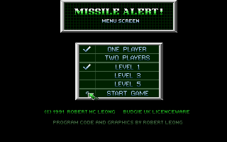 Missile Alert! screens
